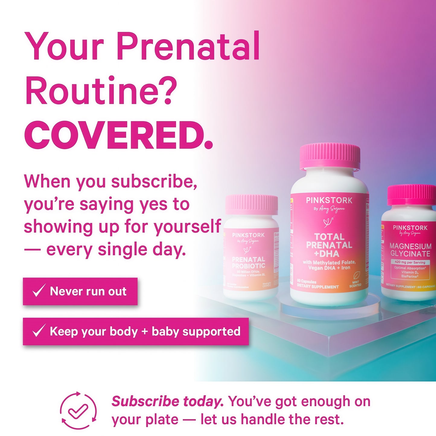 Pink Stork Total Prenatal Vitamins, No Fishy Burps, 60 Capsules, Berry | Clean Label Award, Support Fetal Development, Vegan DHA, Methylfolate, Iron, Choline, Vitamin B12, Pregnancy Essentials